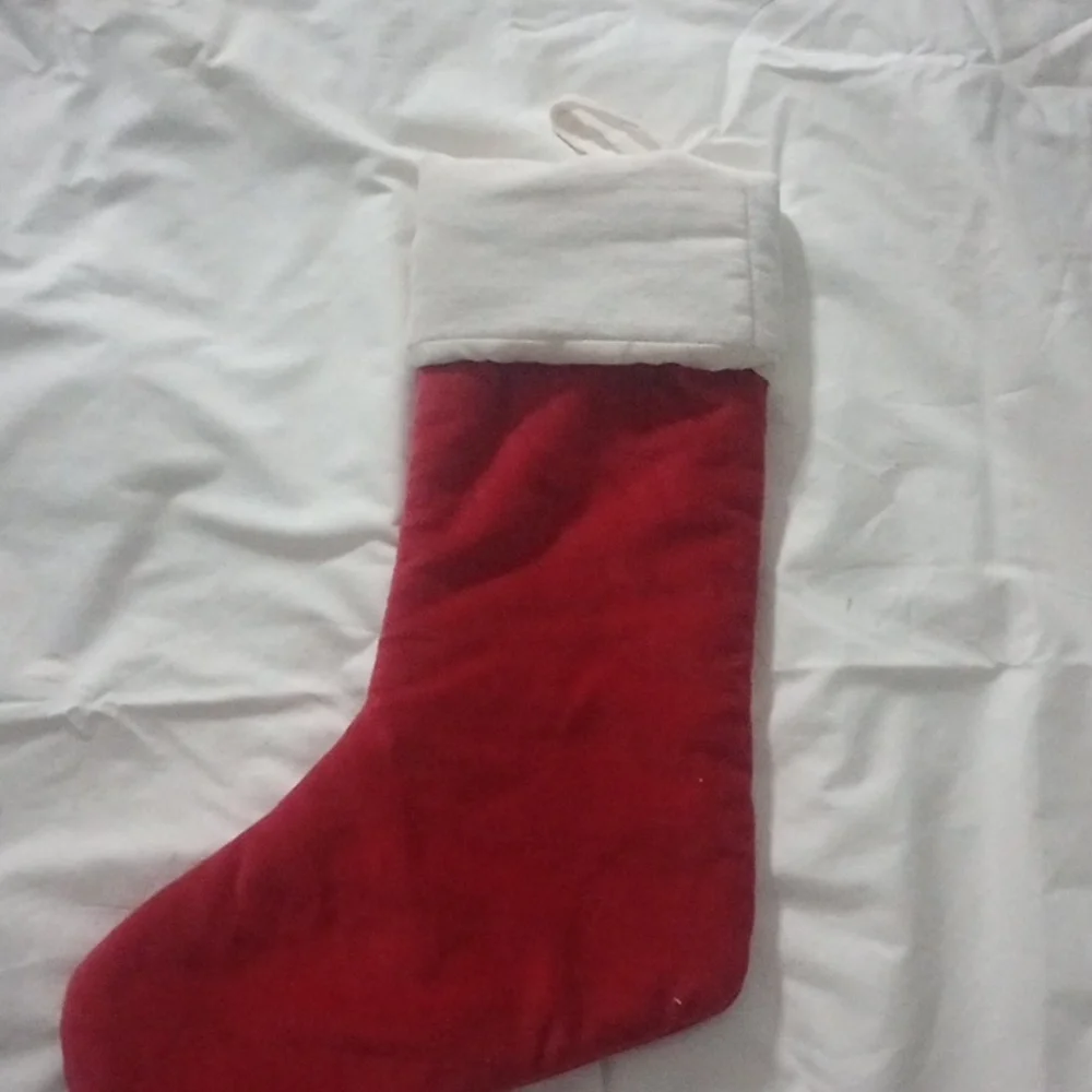 West elm “Gareth” red and cream velvet Christmas stocking